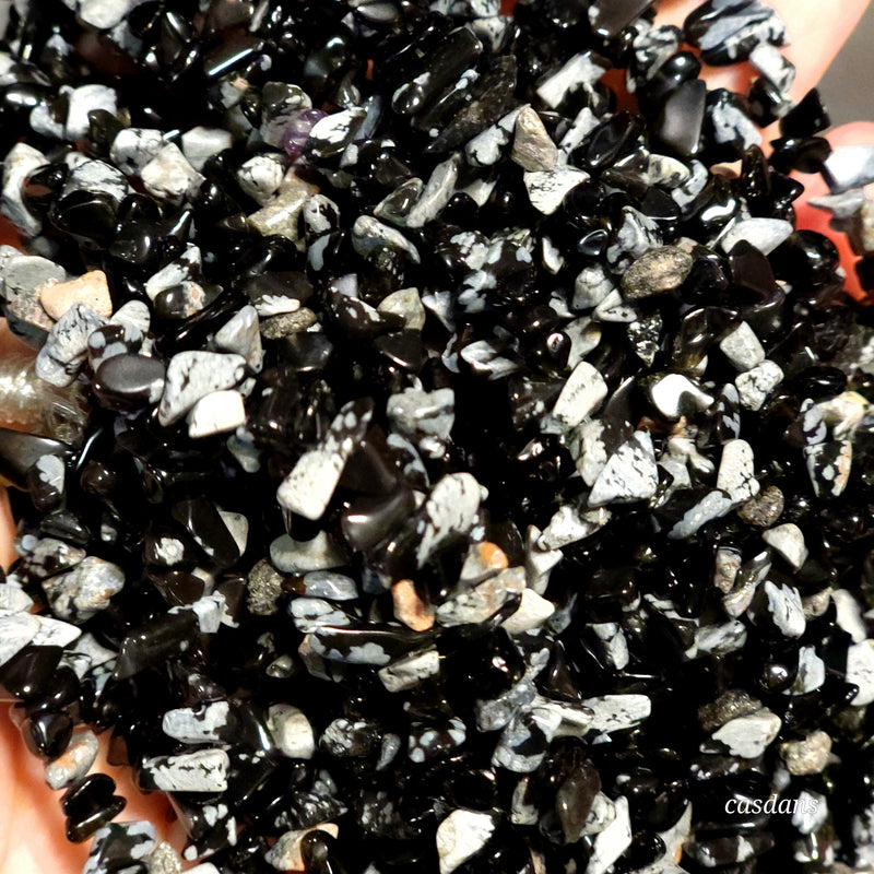 Snowflake Obsidian Chip Beads