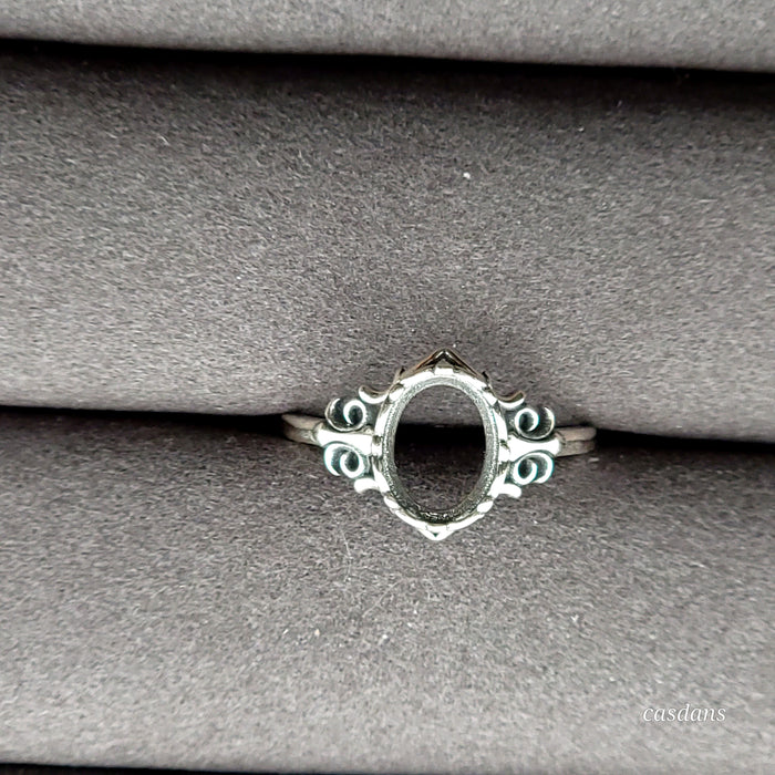 .925 Sterling Silver Ring Blank (Fits 7x9mm)