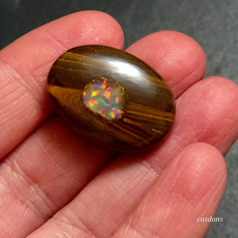 Boulder w/ Synthetic Opal Inlay