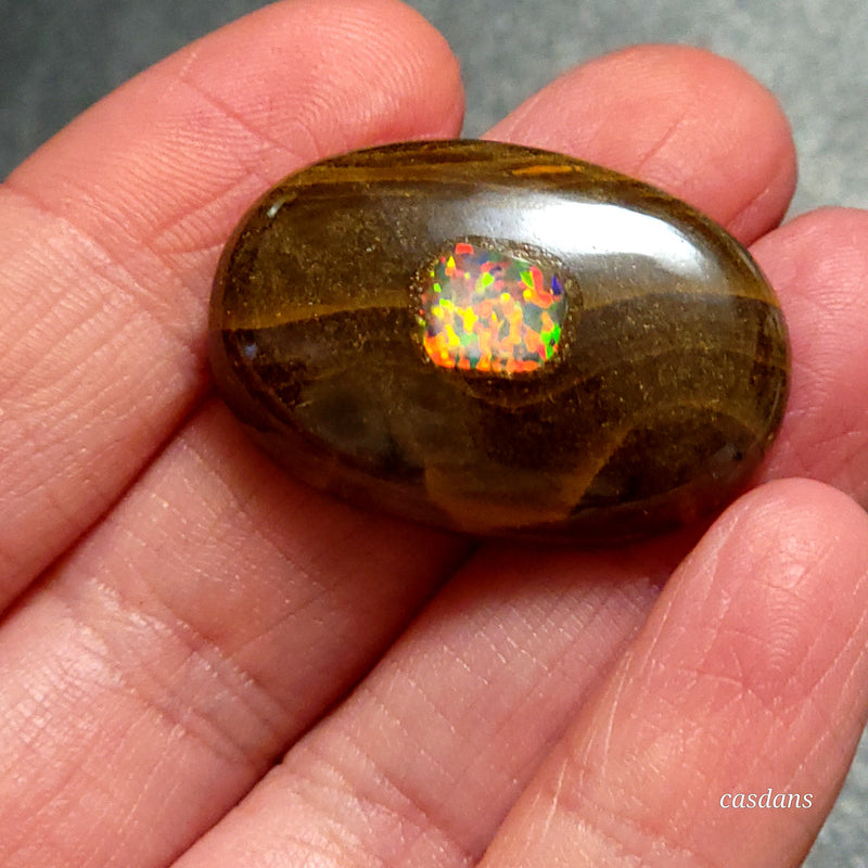 Boulder w/ Synthetic Opal Inlay