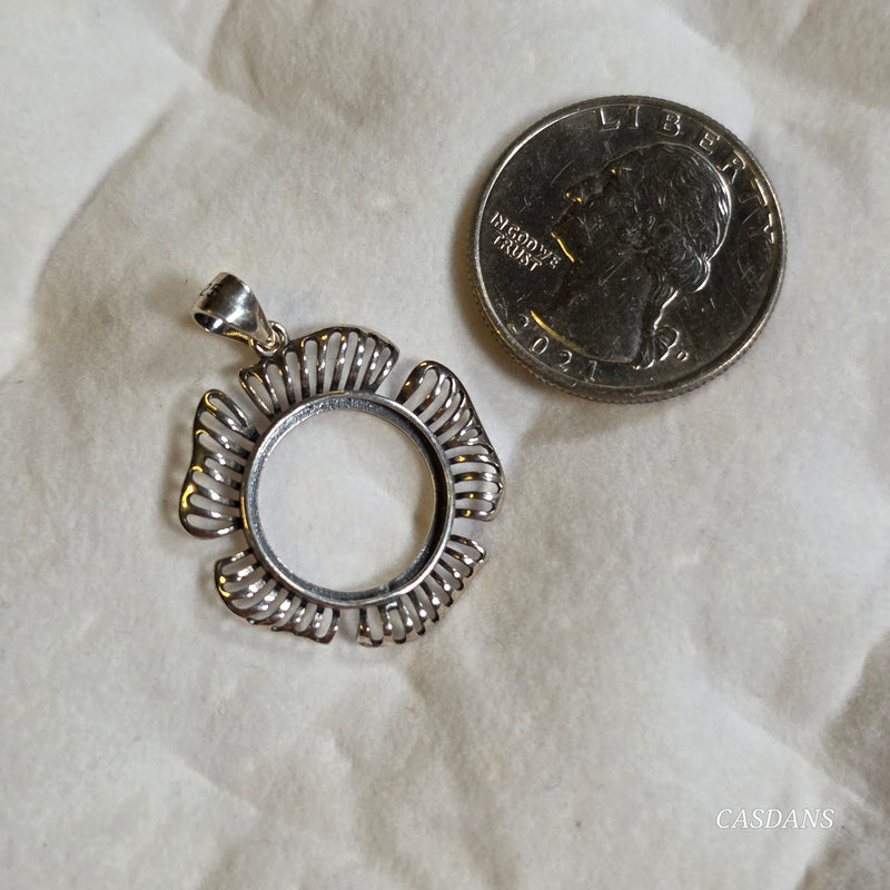 .925 Sterling Silver Pendant Blank (Fits 15mm Round)