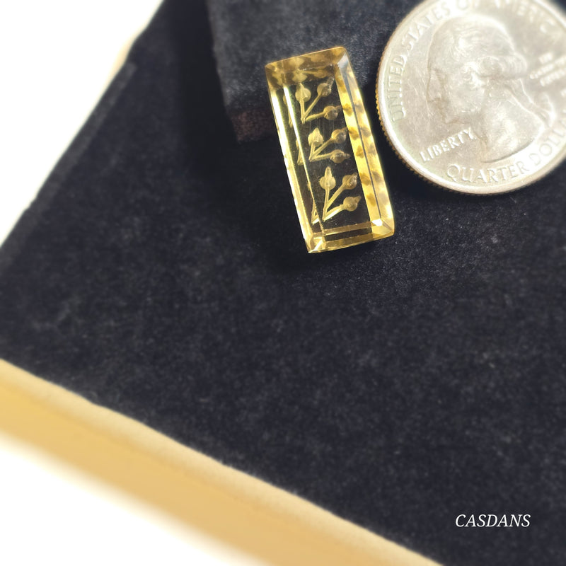 Intaglio Lemon Quartz Step Cut Cabochon