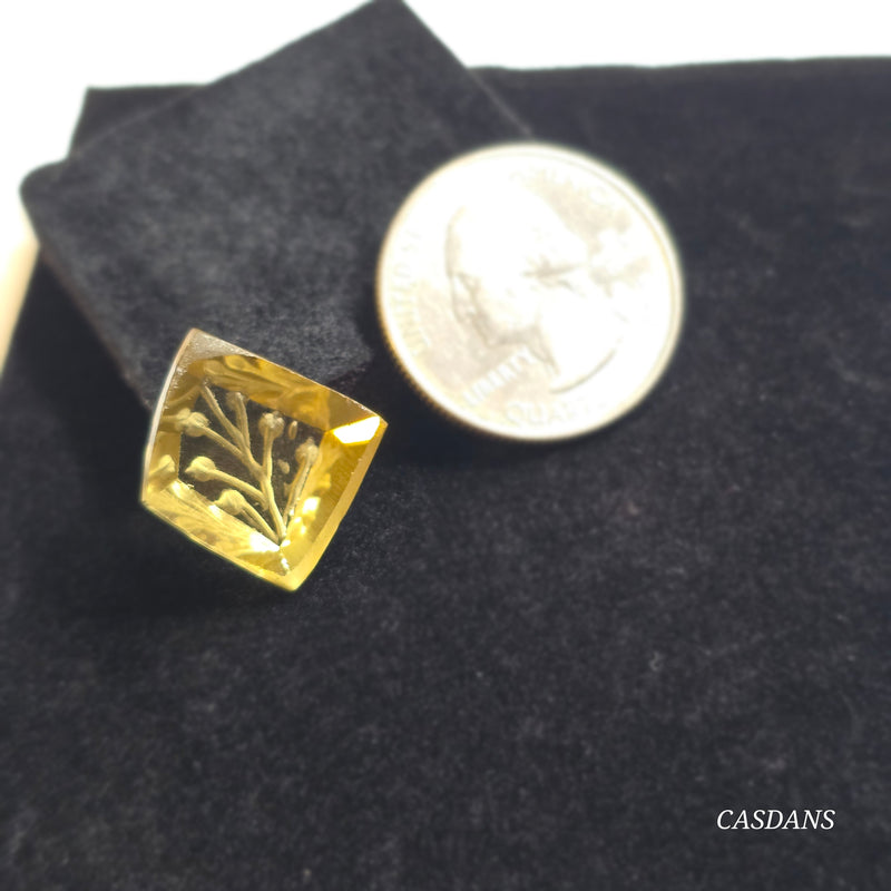 Intaglio Lemon Quartz Step Cut Cabochon