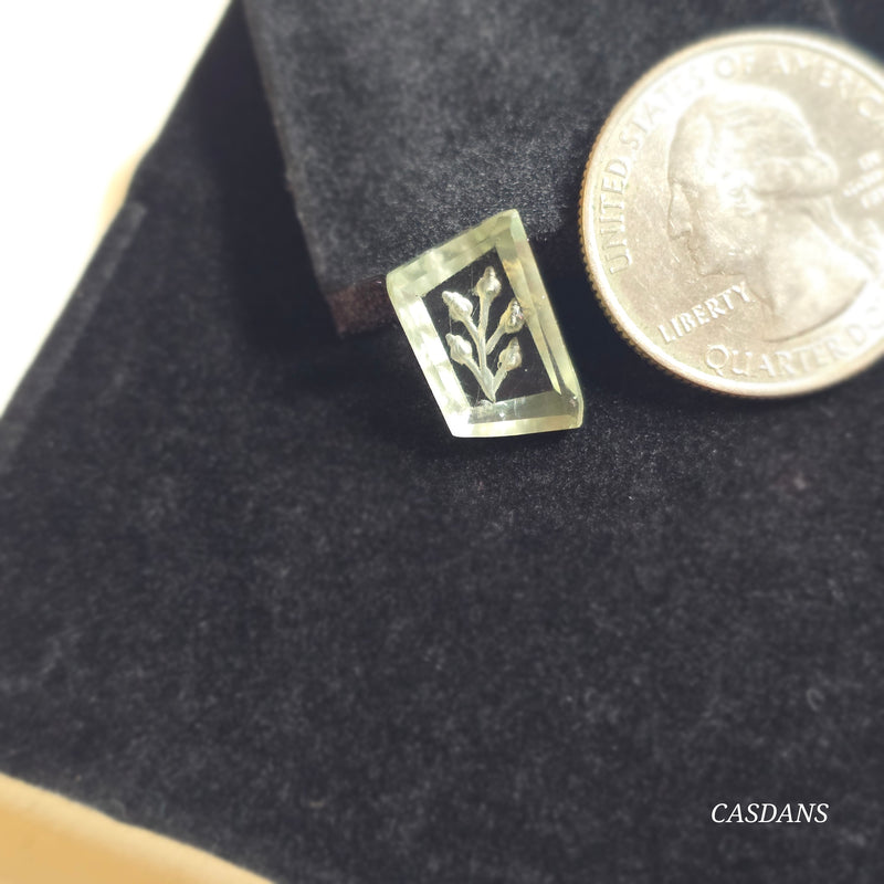 Intaglio Prasiolite Step Cut Cabochon
