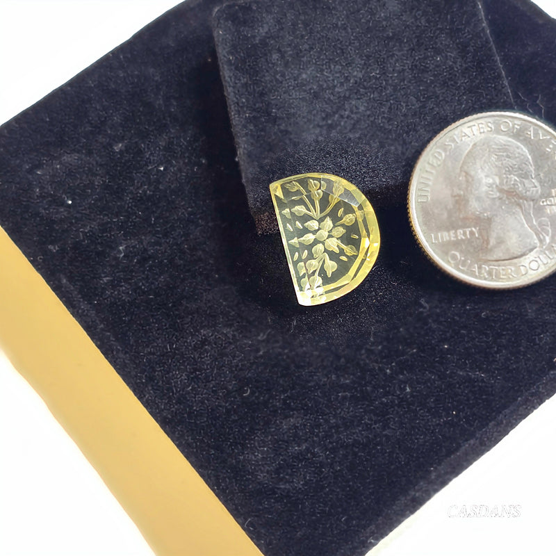 Intaglio Lemon Quartz Step Cut Cabochon