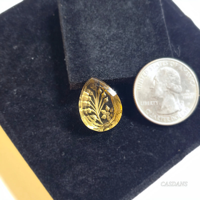 Intaglio Lemon Quartz Step Cut Cabochon