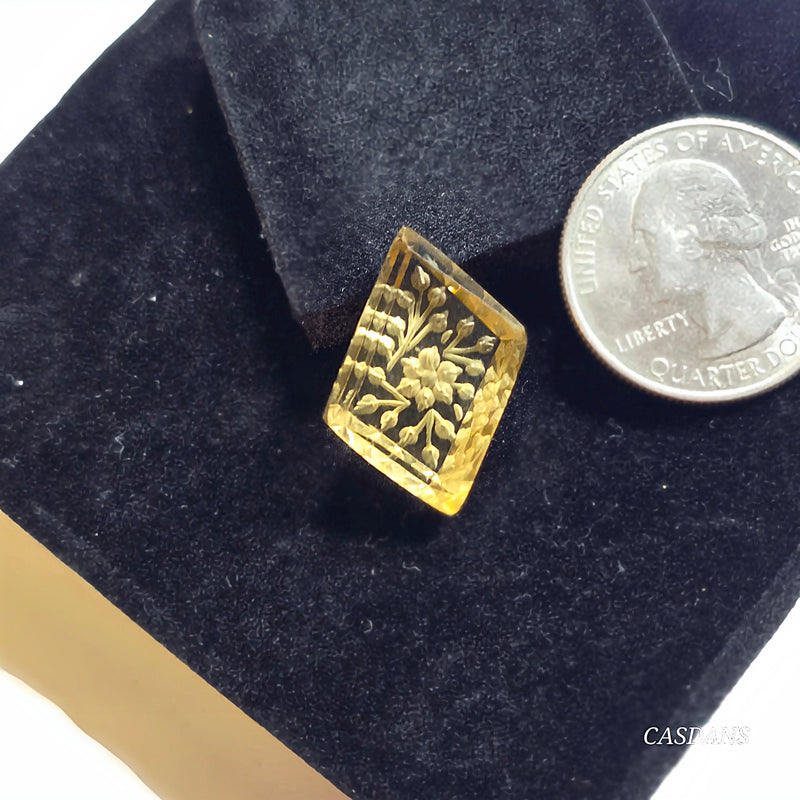 Intaglio Lemon Quartz Step Cut Cabochon