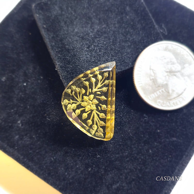 Intaglio Lemon Quartz Step Cut Cabochon