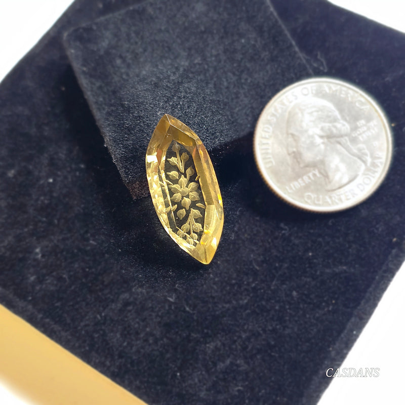 Intaglio Lemon Quartz Step Cut Cabochon