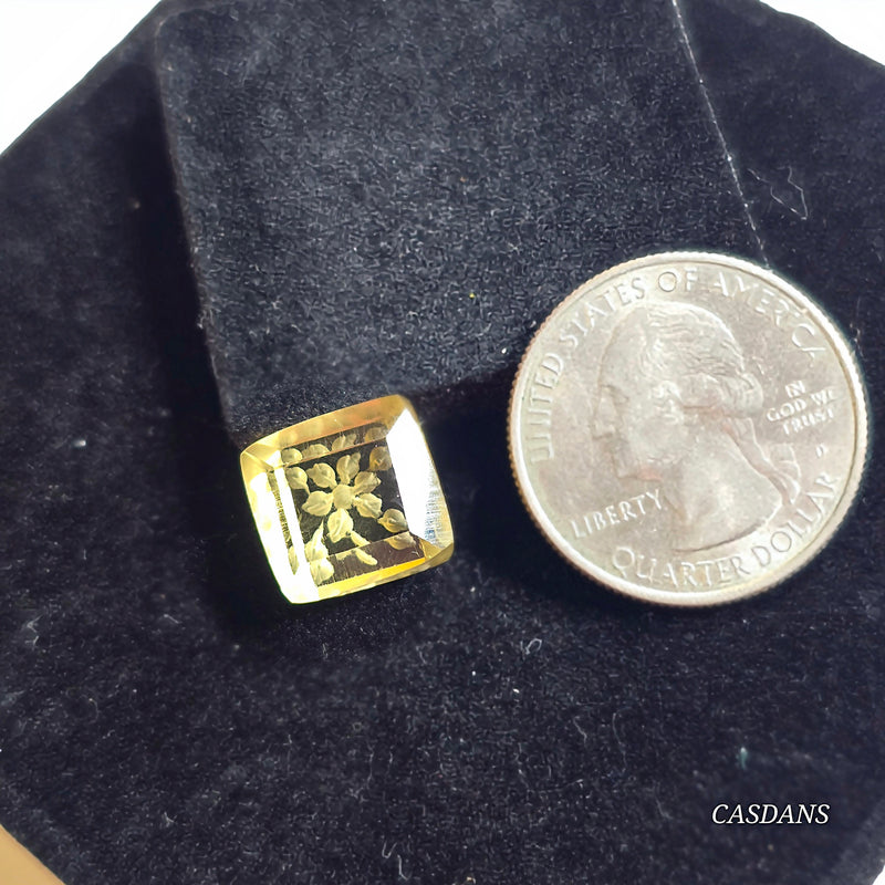 Intaglio Lemon Quartz Step Cut Cabochon