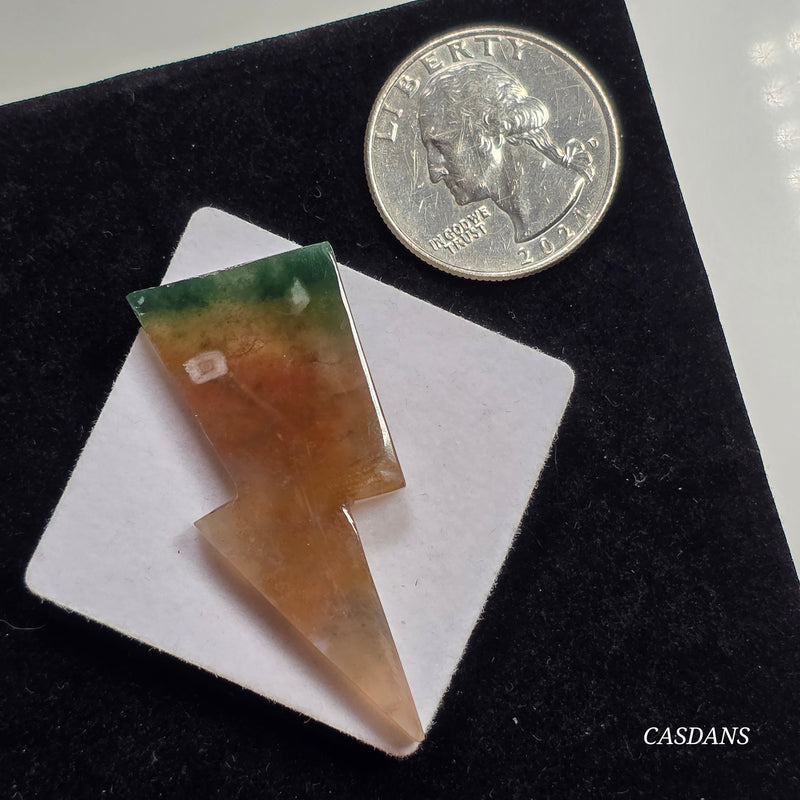 Moss Agate Lightning Bolt Cabochon
