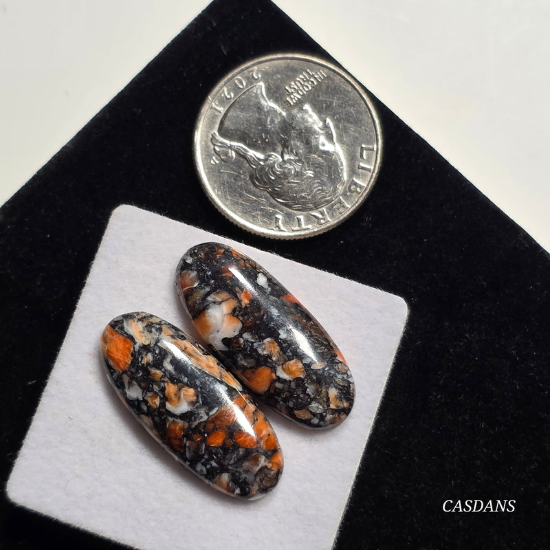 Spondylus Night Composite Cabochon Pair