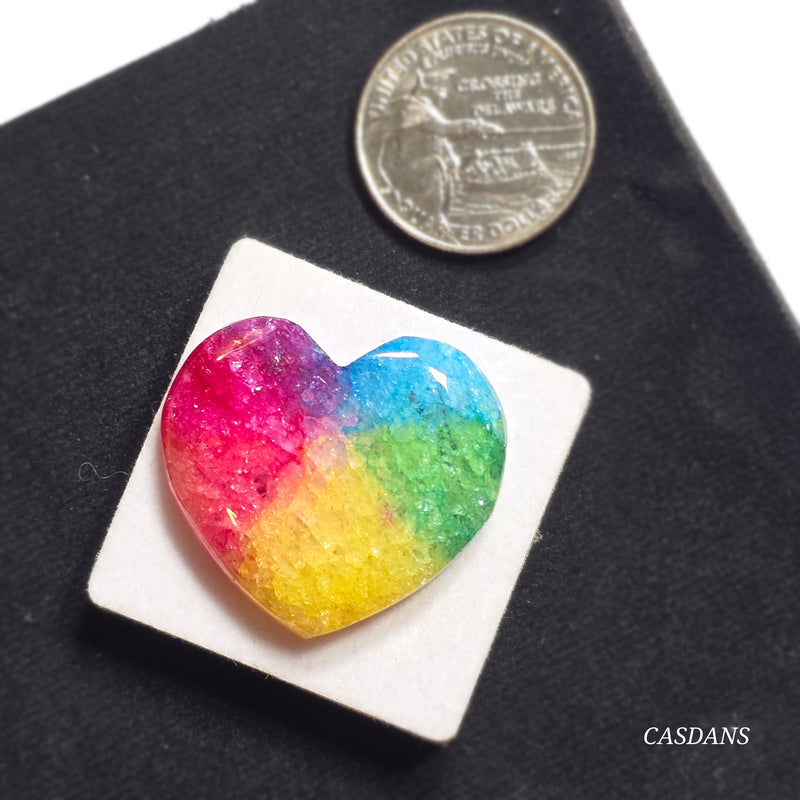 Dyed Solar Quartz Heart Cabochon