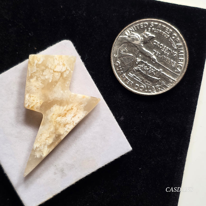 Plume Agate Lightning Bolt Cabochon