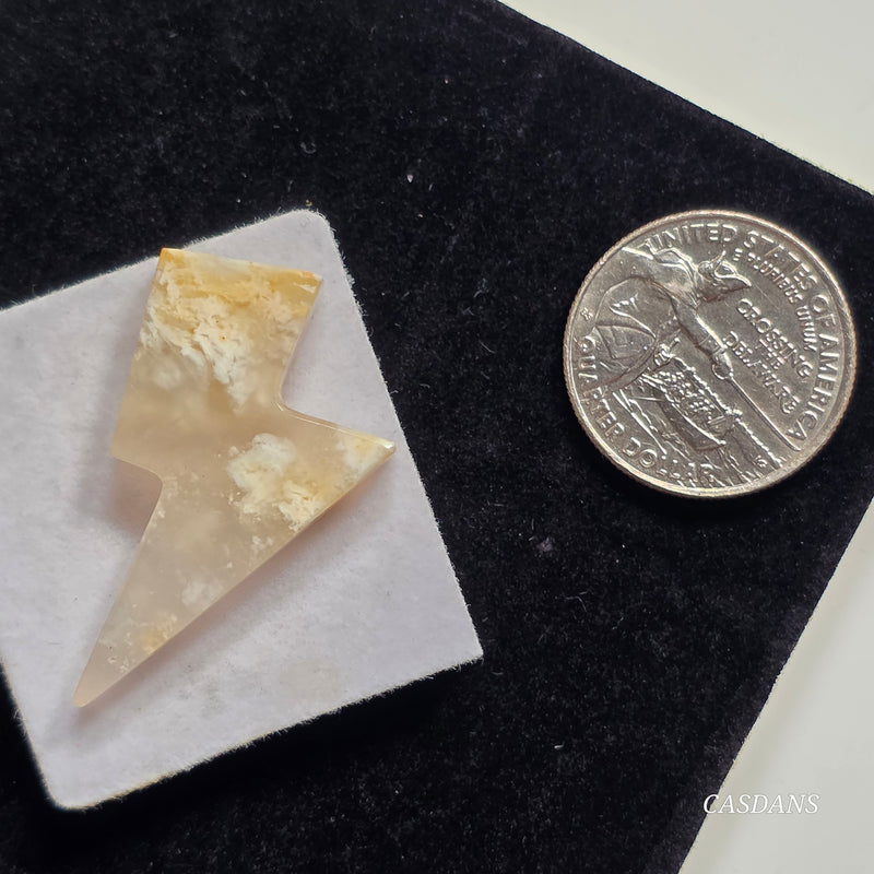 Plume Agate Lightning Bolt Cabochon