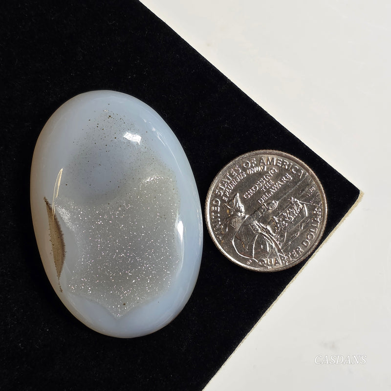 White Druzy Agate Cabochon