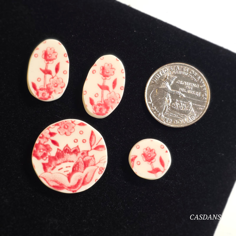 Porcelain Pendant, Earring, and Ring Cabochon Set