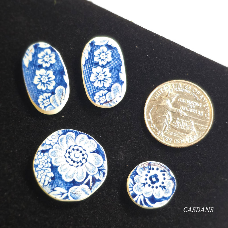 Porcelain Pendant, Earring, and Ring Cabochon Set