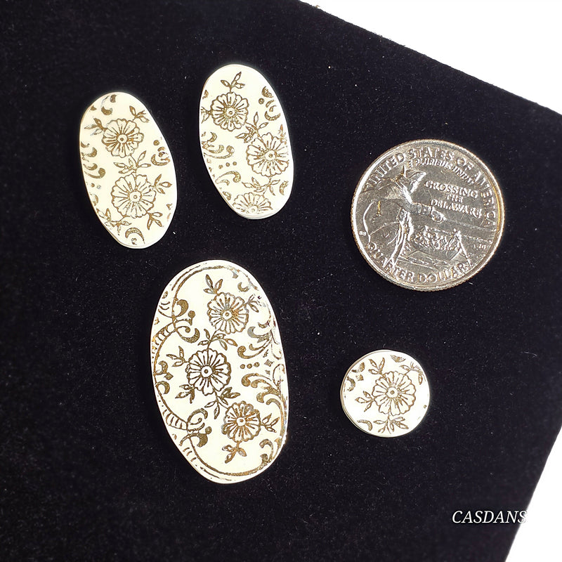 Porcelain Pendant, Earring, and Ring Cabochon Set