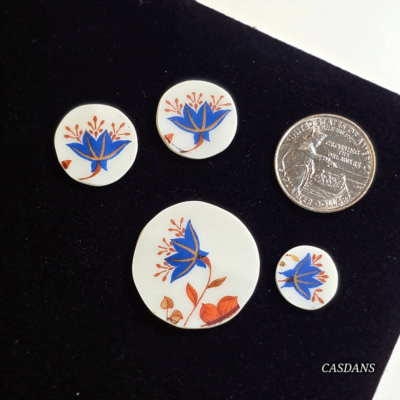 Porcelain Pendant, Earring, and Ring Cabochon Set