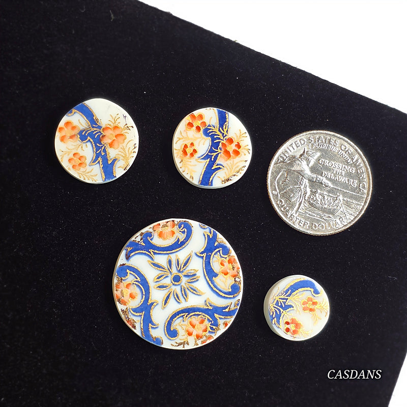Porcelain Pendant, Earring, and Ring Cabochon Set