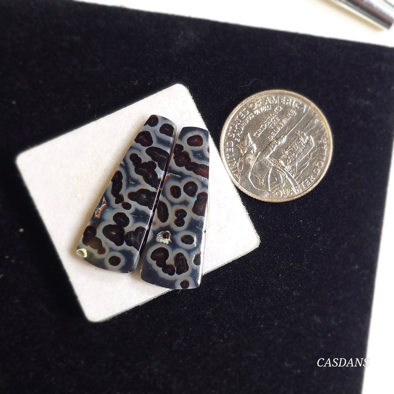 Tube Agate Cabochon Pair
