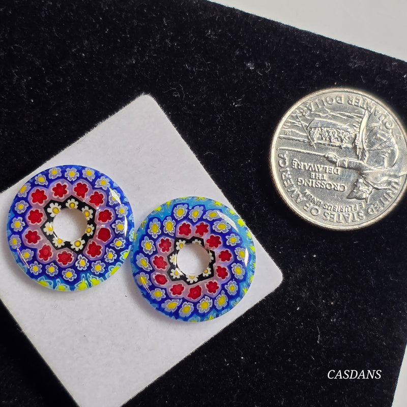 Millefiori Donut 20mm Pair