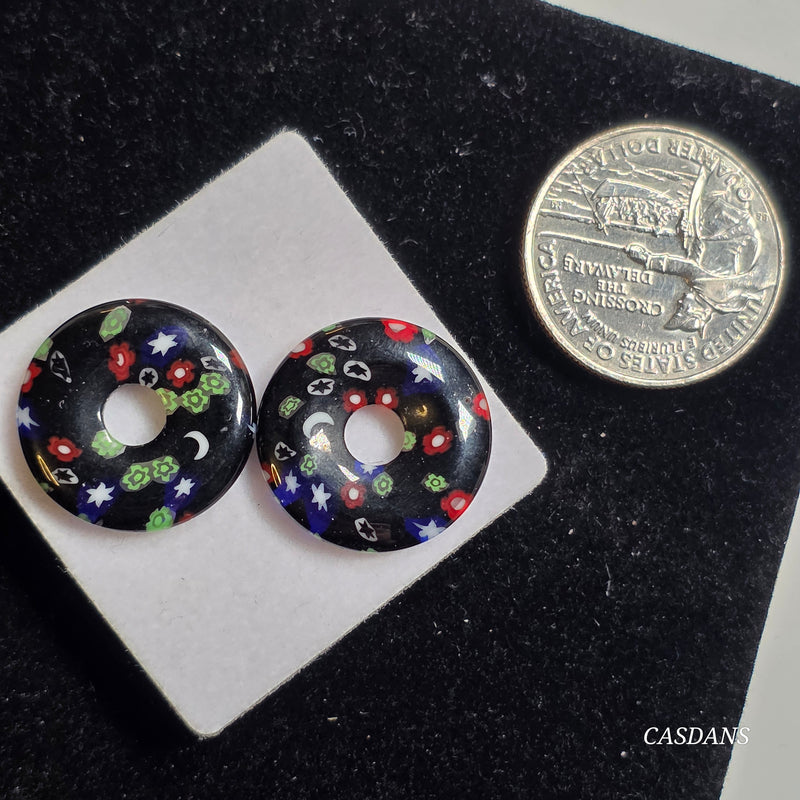 Millefiori Donut 20mm Pair