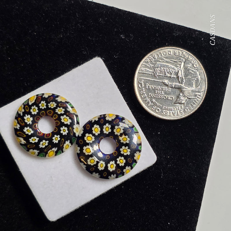 Millefiori Donut 20mm Pair