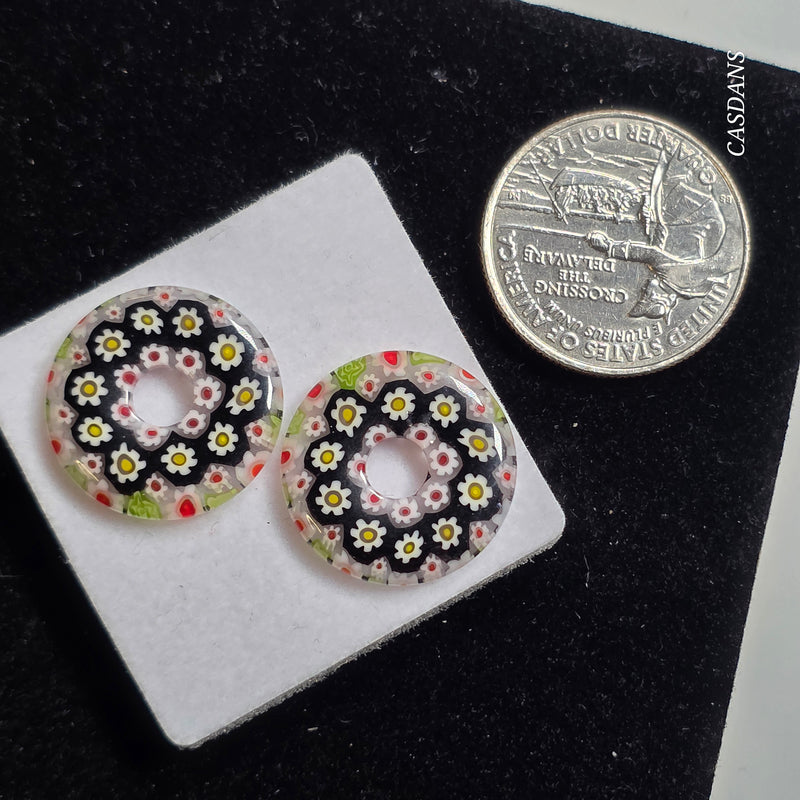 Millefiori Donut 20mm Pair