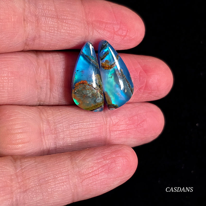 Chrysocolla w/ Natural Copper and Aurora Opal Triplet Cabochon