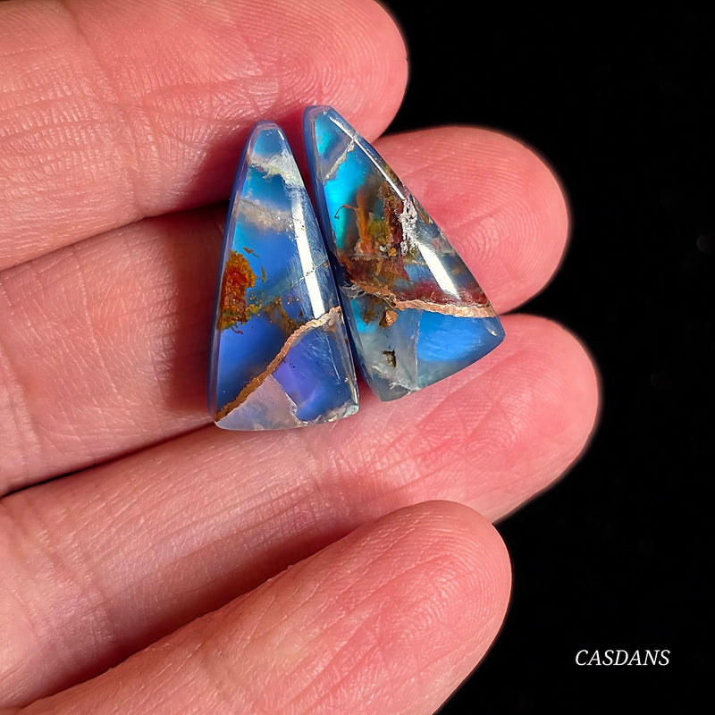 Chrysocolla w/ Natural Copper and Aurora Opal Triplet Cabochon