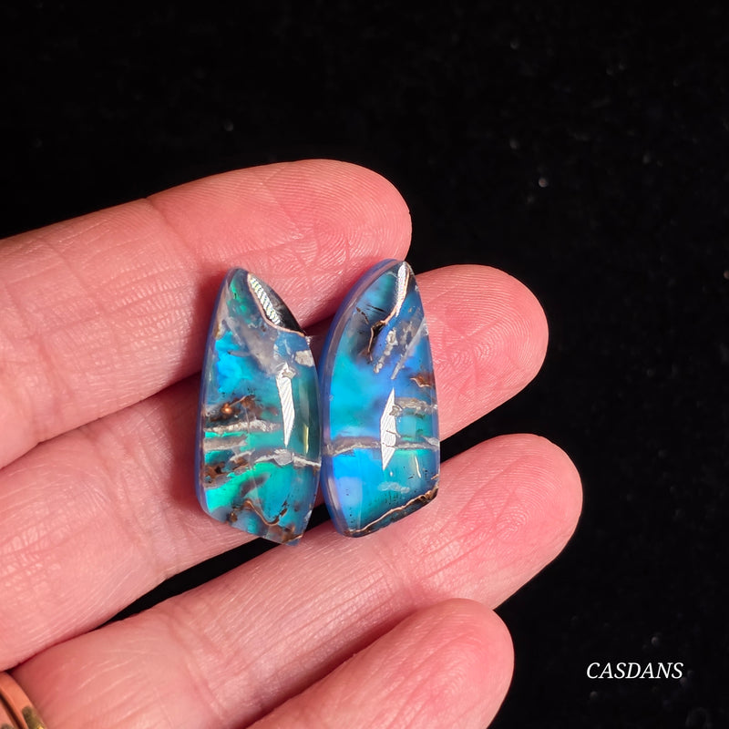 Chrysocolla w/ Natural Copper and Aurora Opal Triplet Cabochon