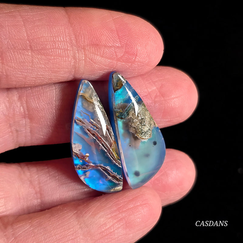 Chrysocolla w/ Natural Copper and Aurora Opal Triplet Cabochon