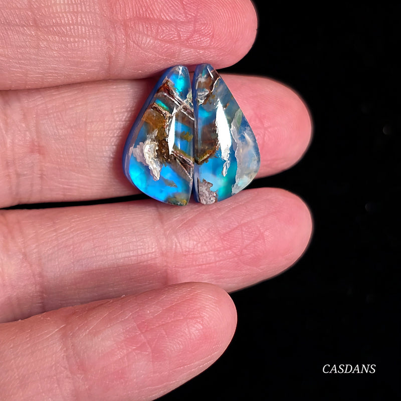 Chrysocolla w/ Natural Copper and Aurora Opal Triplet Cabochon