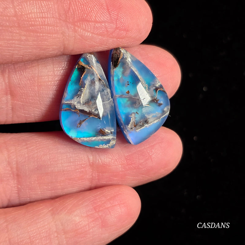 Chrysocolla w/ Natural Copper and Aurora Opal Triplet Cabochon