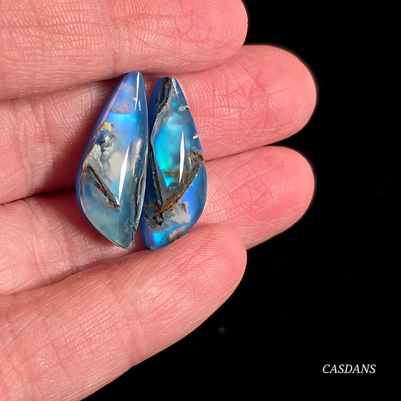 Chrysocolla w/ Natural Copper and Aurora Opal Triplet Cabochon