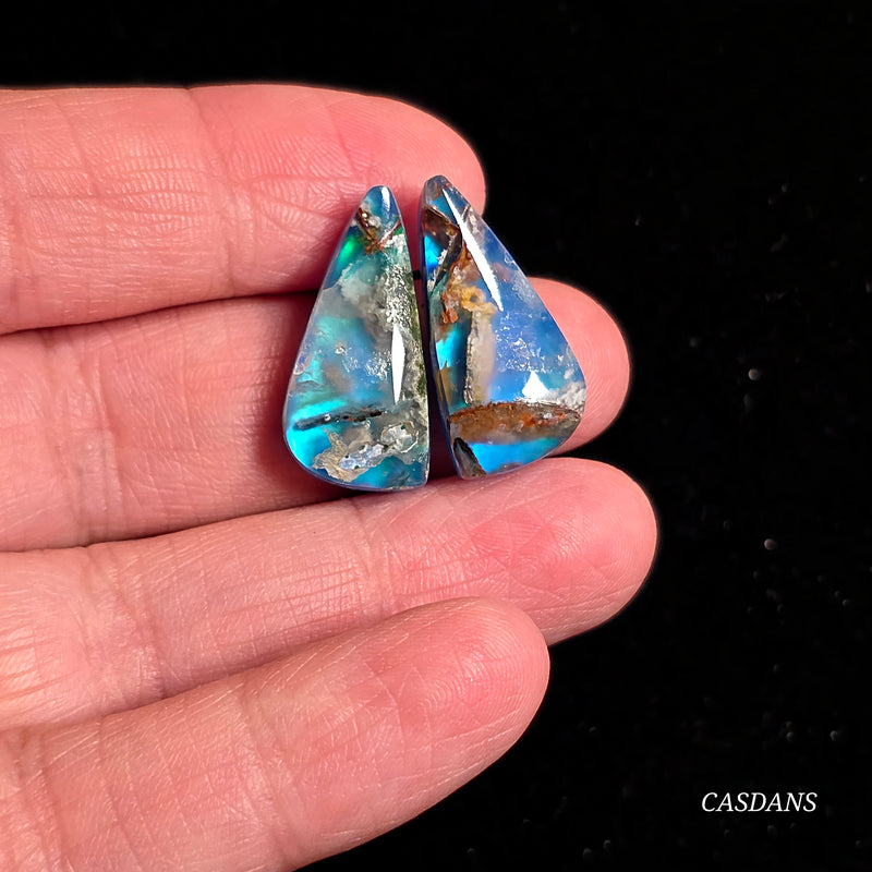 Chrysocolla w/ Natural Copper and Aurora Doublet Cabochon