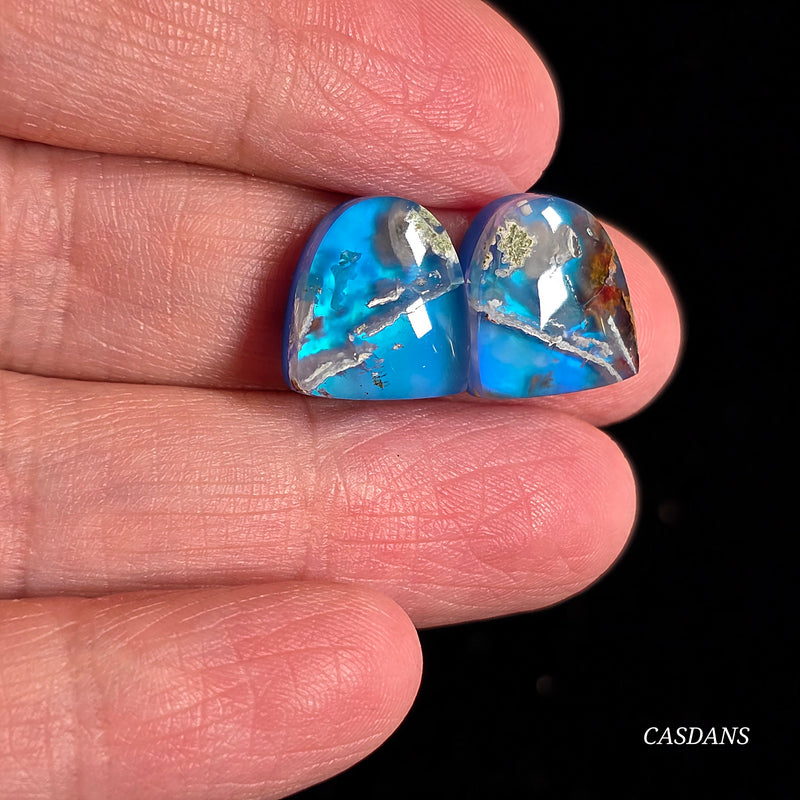 Chrysocolla w/ Natural Copper and Aurora Opal Triplet Cabochon