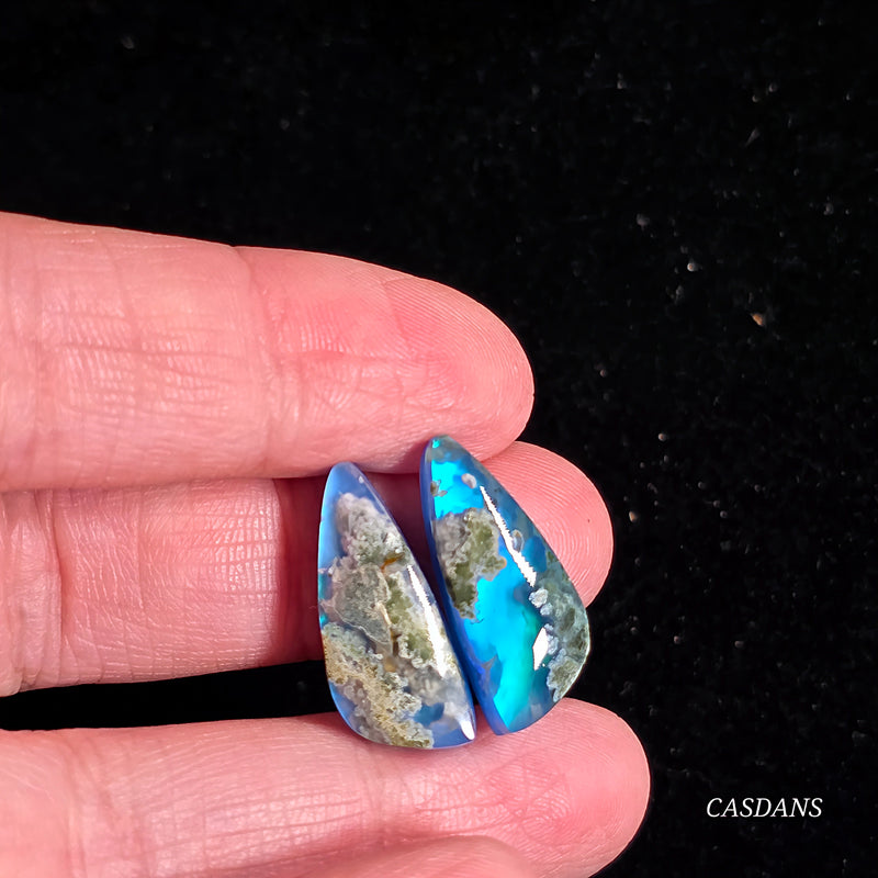 Chrysocolla w/ Natural Copper and Aurora Doublet Cabochon