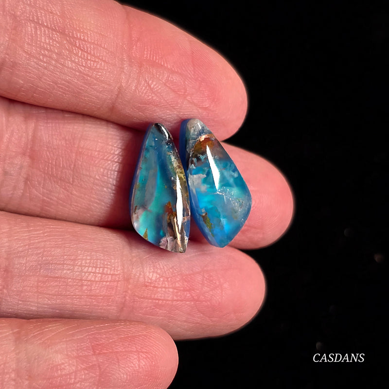 Chrysocolla w/ Natural Copper and Aurora Opal Triplet Cabochon