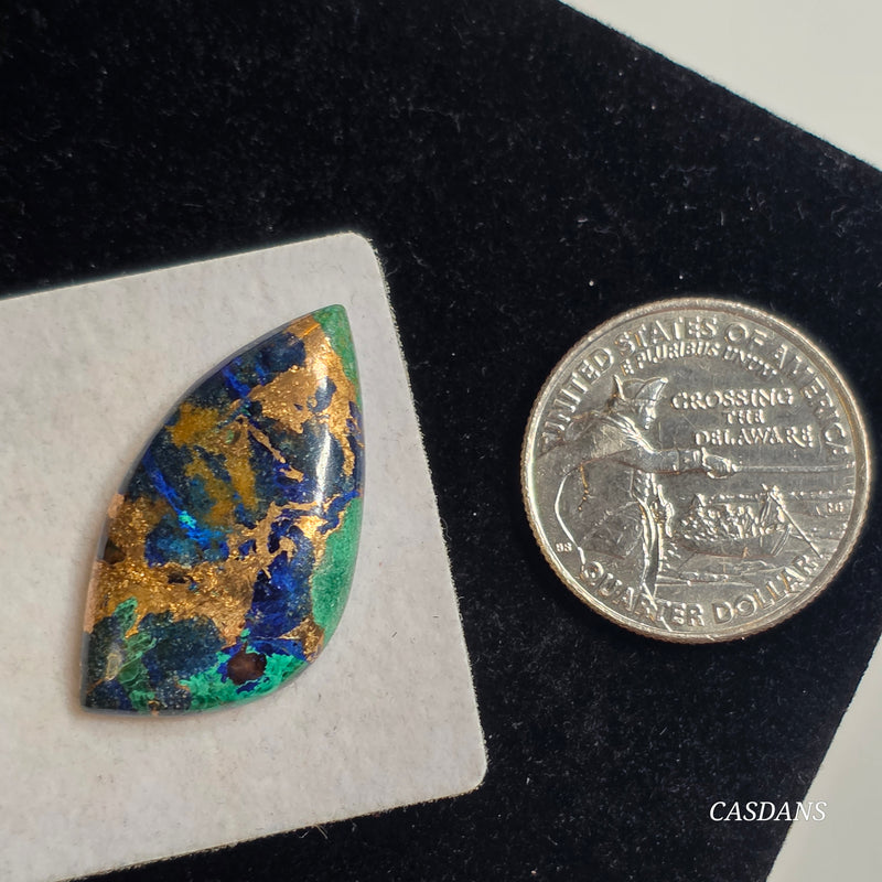 Azurite Malachite Bronze Composite Cabochon