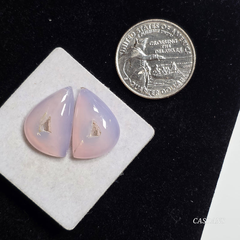 Purple Chalcedony Cabochon Pair