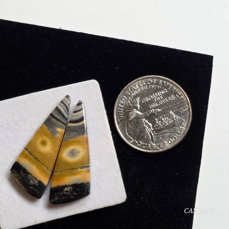 Java Stripe Jasper Cabochon Pair