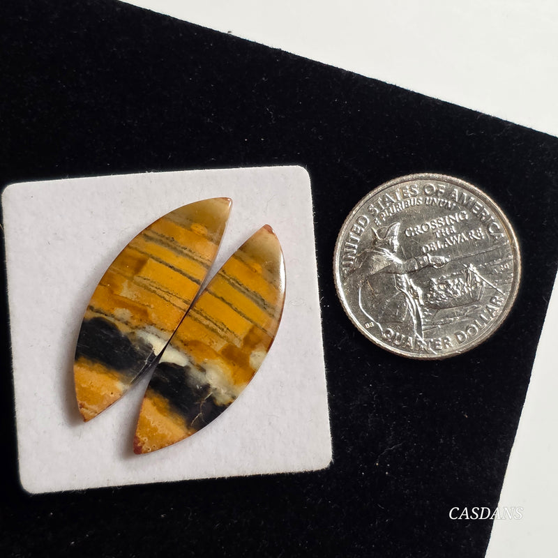 Java Stripe Jasper Cabochon Pair