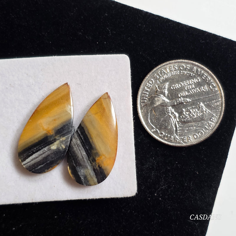 Java Stripe Jasper Cabochon Pair