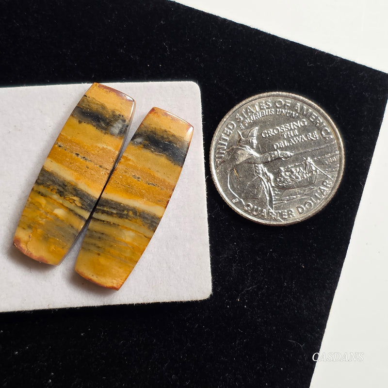 Java Stripe Jasper Cabochon Pair
