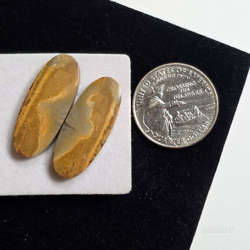 Java Stripe Jasper Cabochon Pair