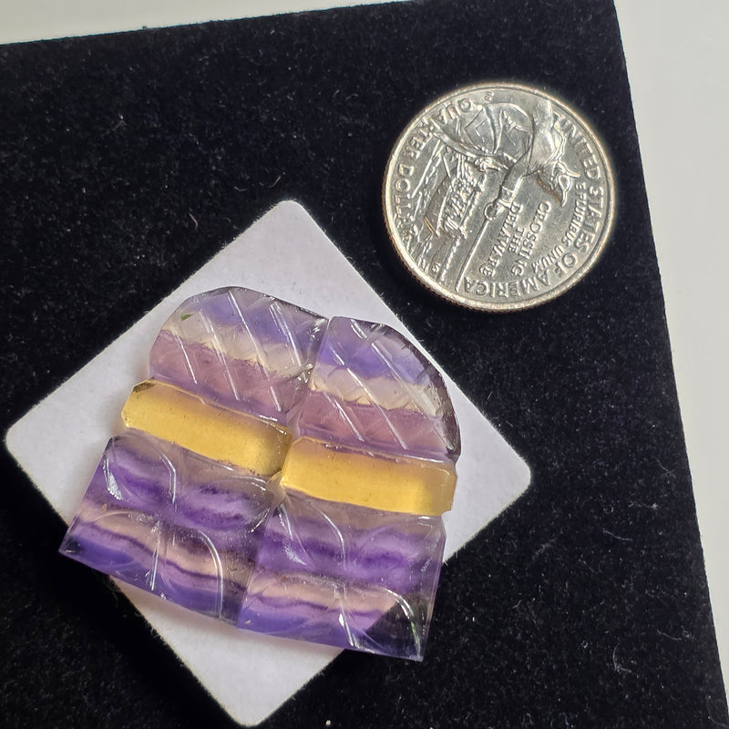 Carved Fluorite Cabochon Pair
