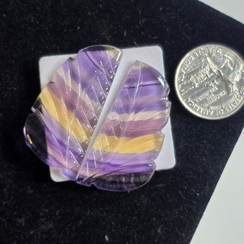 Carved Fluorite Cabochon Pair